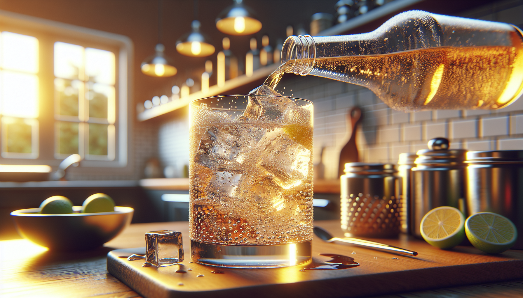 1000円台のウイスキーでハイボールを作る様子