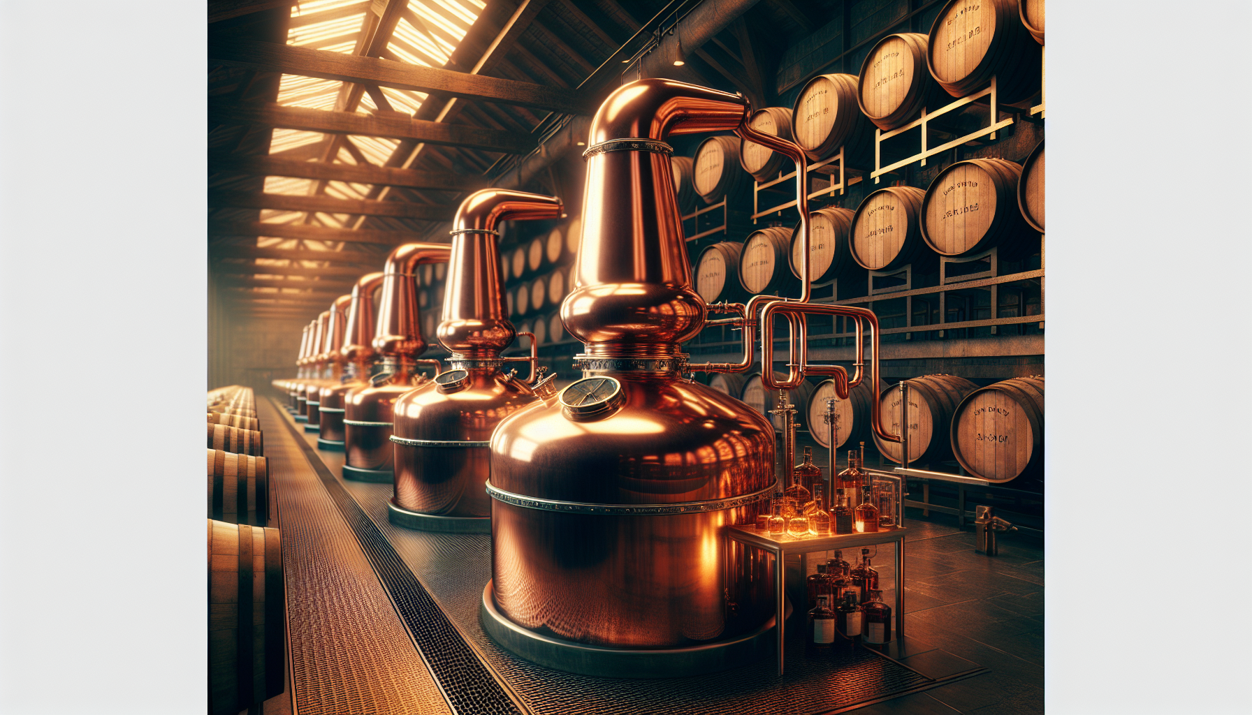 ウイスキーの蒸留・ブレンド工程のイメージ