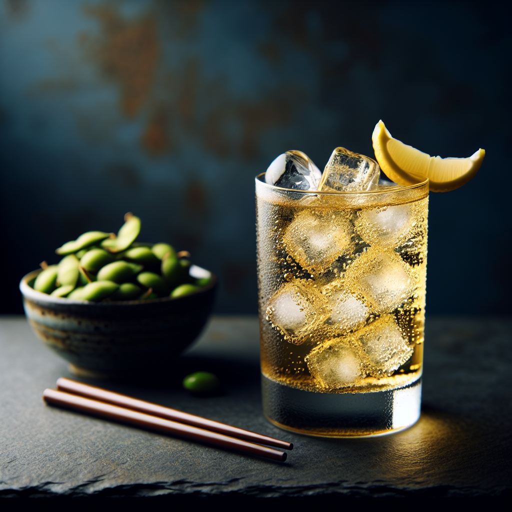 ハイボールグラスに注がれたウイスキーハイボールと炭酸の泡