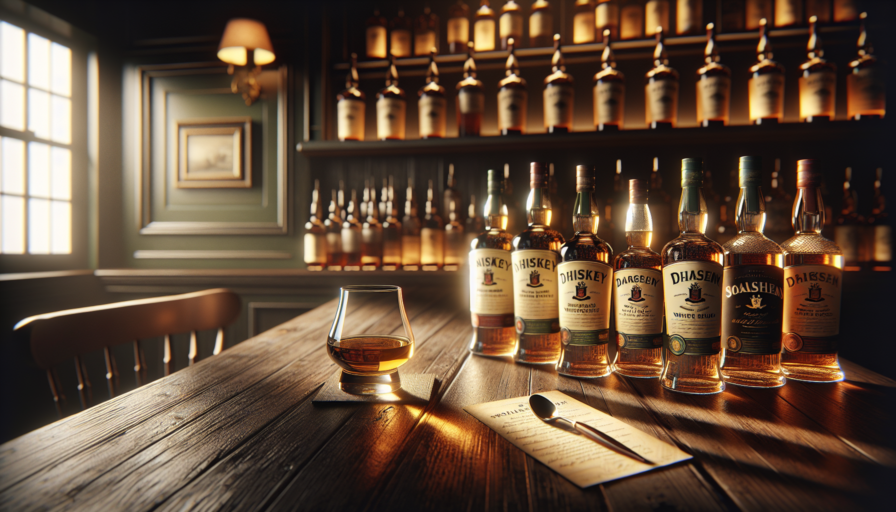 アイリッシュウイスキーのボトルとグラス