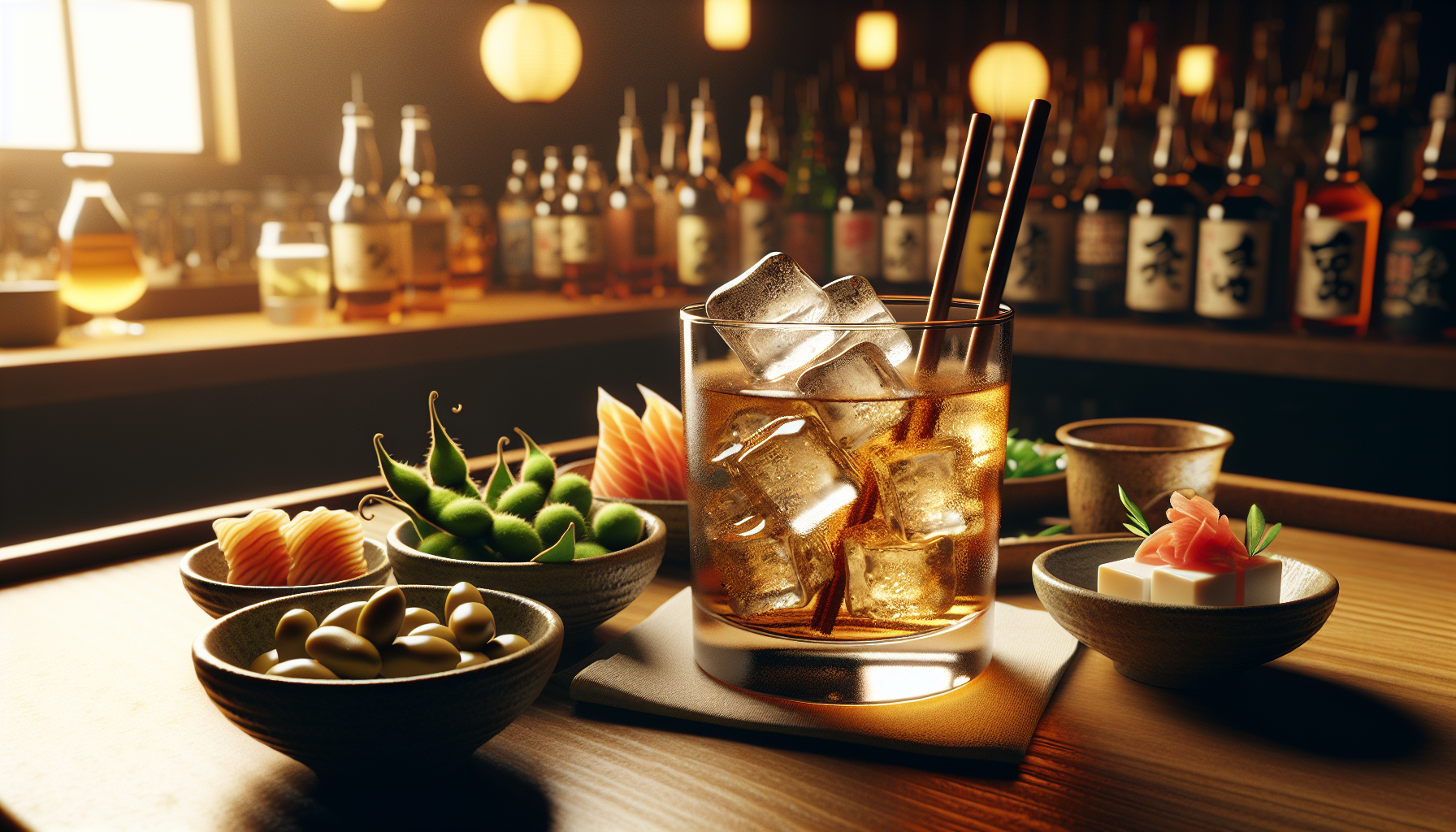 ハイボールと低カロリーおつまみの晩酌セット