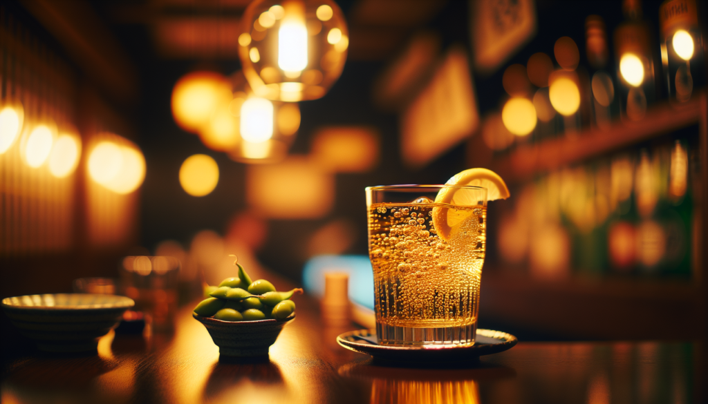 居酒屋のハイボール グラスと炭酸の泡