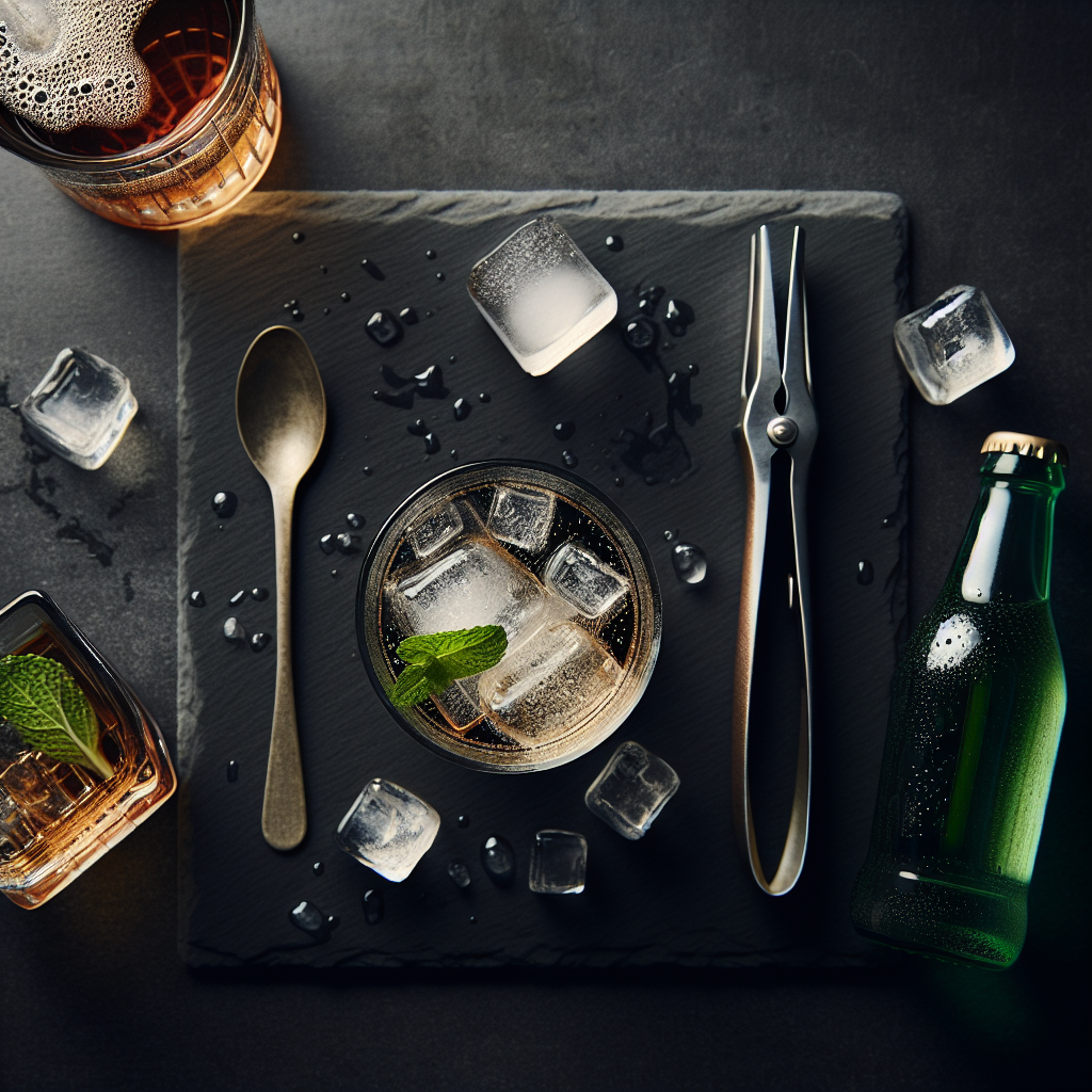 自宅のキッチンカウンターに並ぶグラスのハイボールと炭酸水