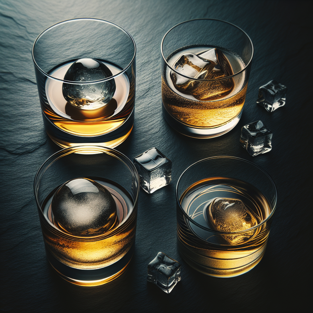 ウイスキーの4種の飲み方を並べたイメージ