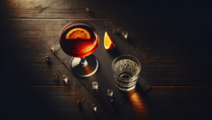 リキュールとスピリッツの違いを表すカクテルグラスとショットグラスのイメージ