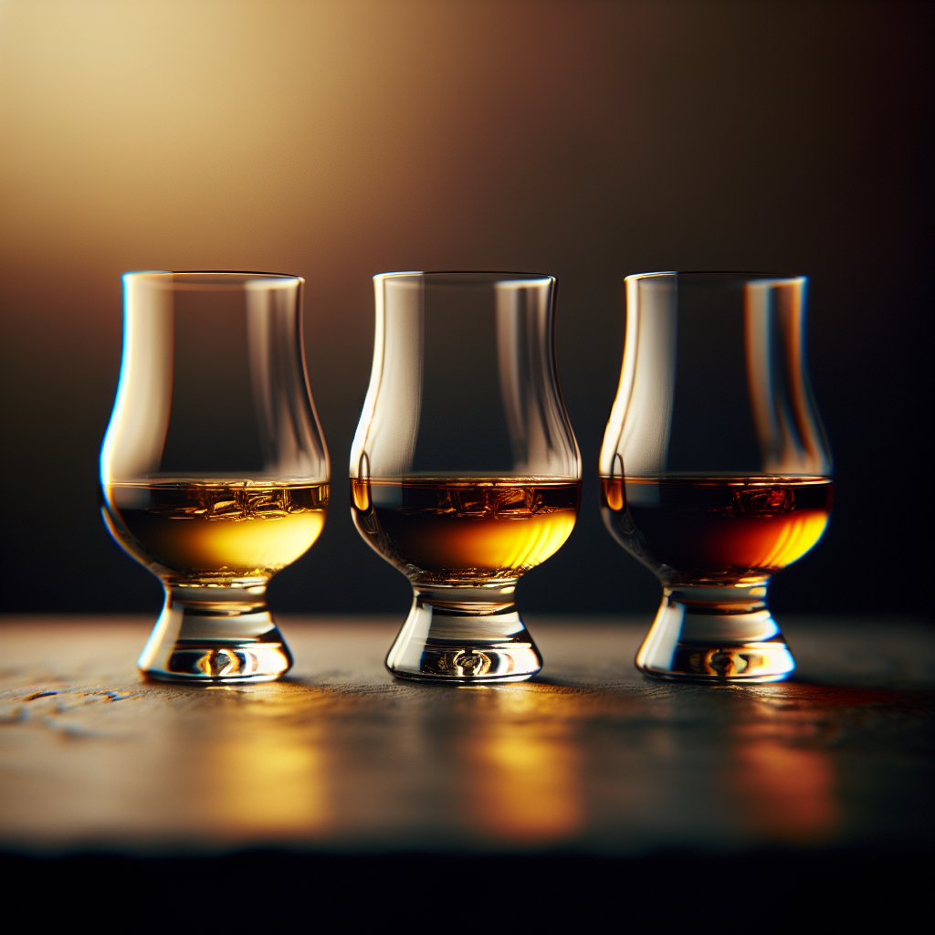 ウイスキー 年数違い 飲み比べ グラス3つ