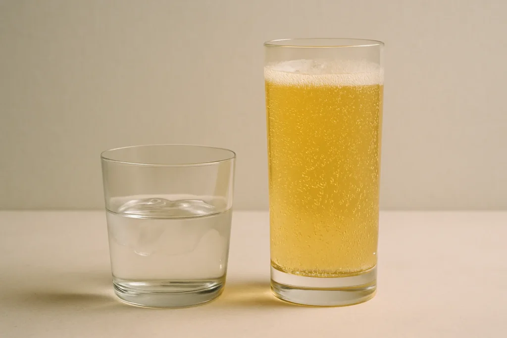 焼酎の水割りグラスとウイスキーハイボールの比較イメージ