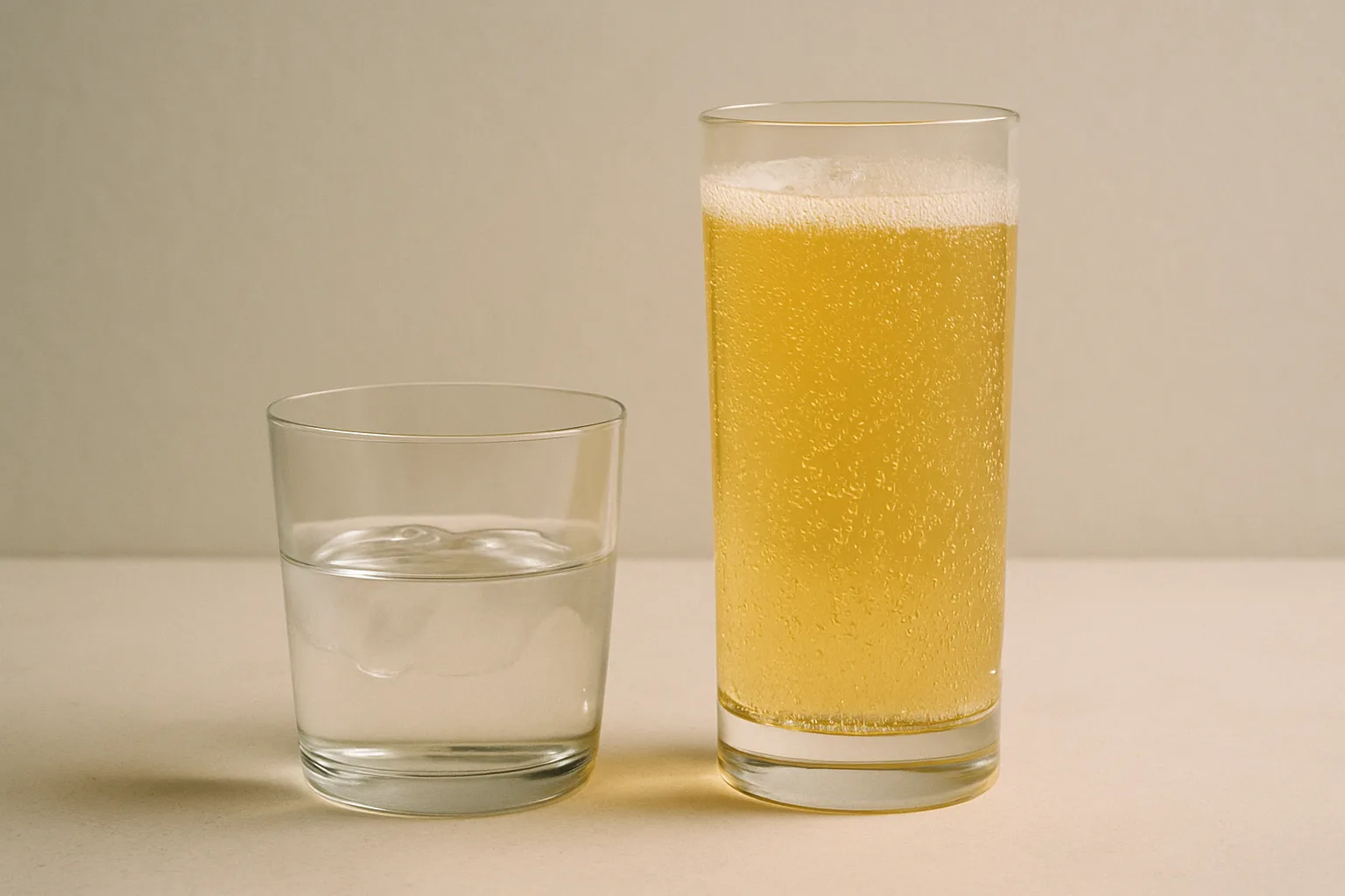 焼酎の水割りグラスとウイスキーハイボールの比較イメージ